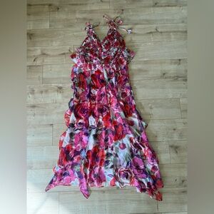 MISA Los Angeles Floral Ruffle Maxi Dress Size M Tie Shoulder NWOT